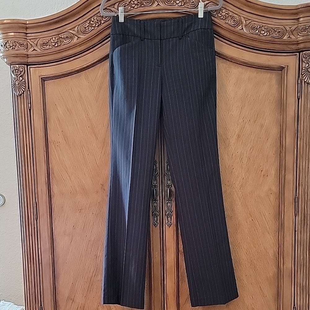 7th Avenue Suiting Collection from NY & Co Black Pants w/ White Strips Tall 0